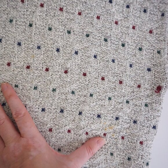 Vintage '90s St John's Bay Gray Maroon 3D Biggie Cosby Knit Crewneck Sweater L - Picture 9 of 9